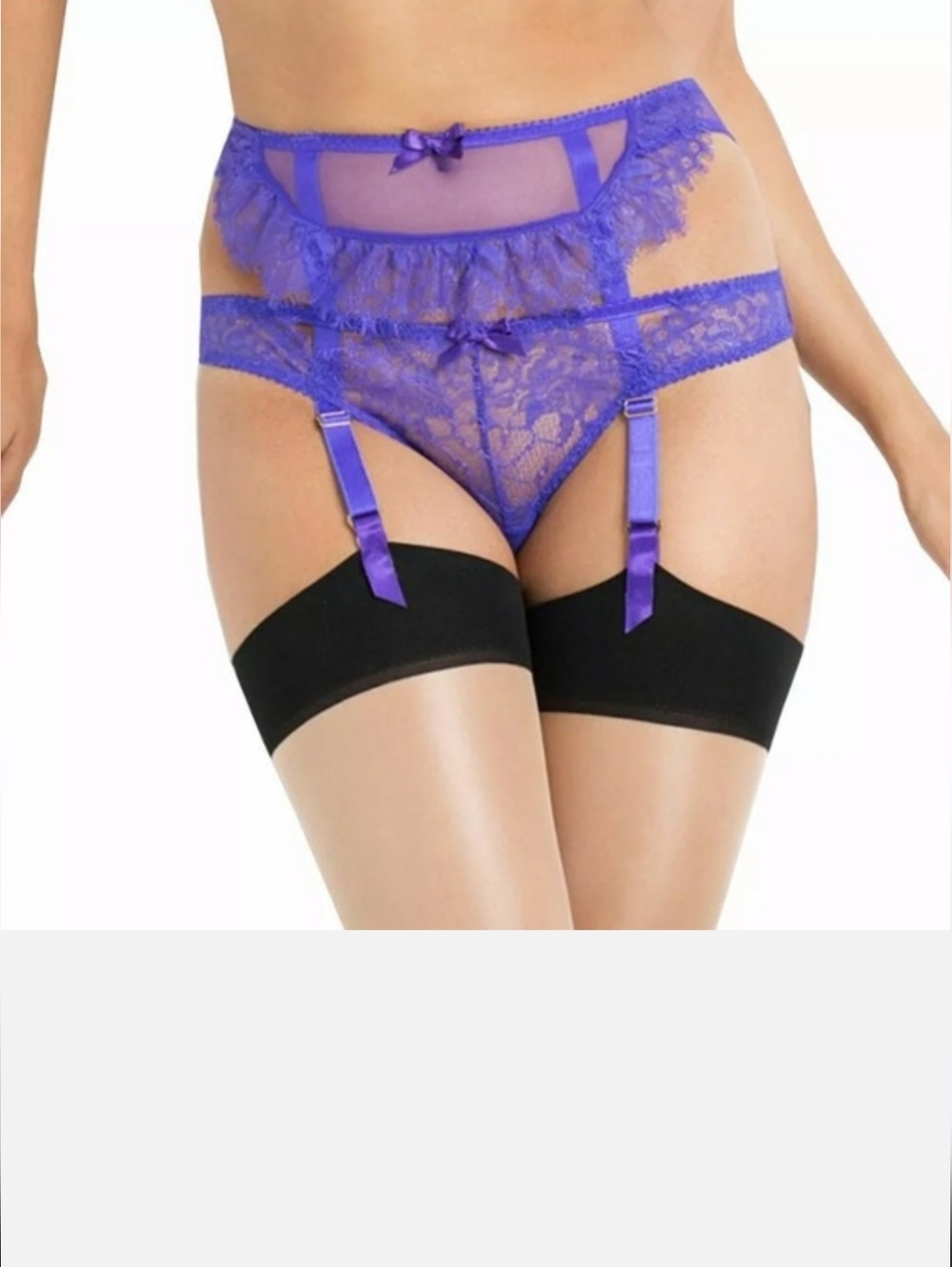 Agent Provocateur Purple Sheer Garter Belt with Gold Metal Stocking Straps XS